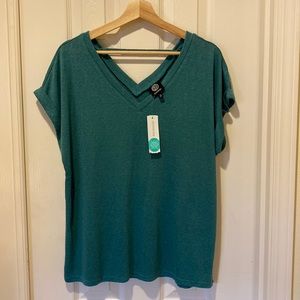 Bobeau Davie Strap Detail Knit Top~ Teal Green ~ Large